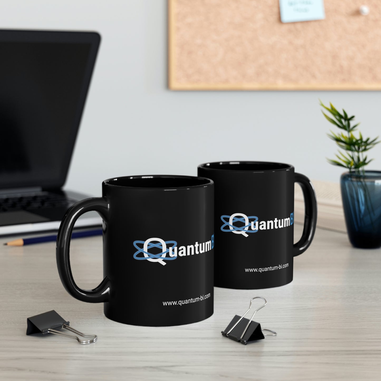 Tasse en céramique noire QuantumBI 11 oz